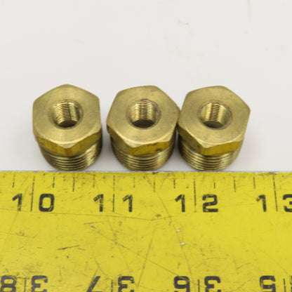 1/2" NPT x 1/8" NPT Brass Hex Bushing Lot of 3