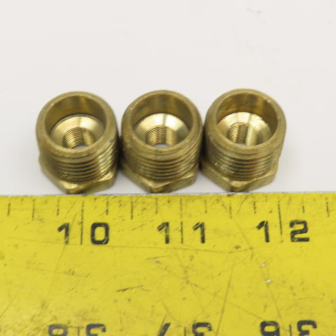 1/2" NPT x 1/8" NPT Brass Hex Bushing Lot of 3