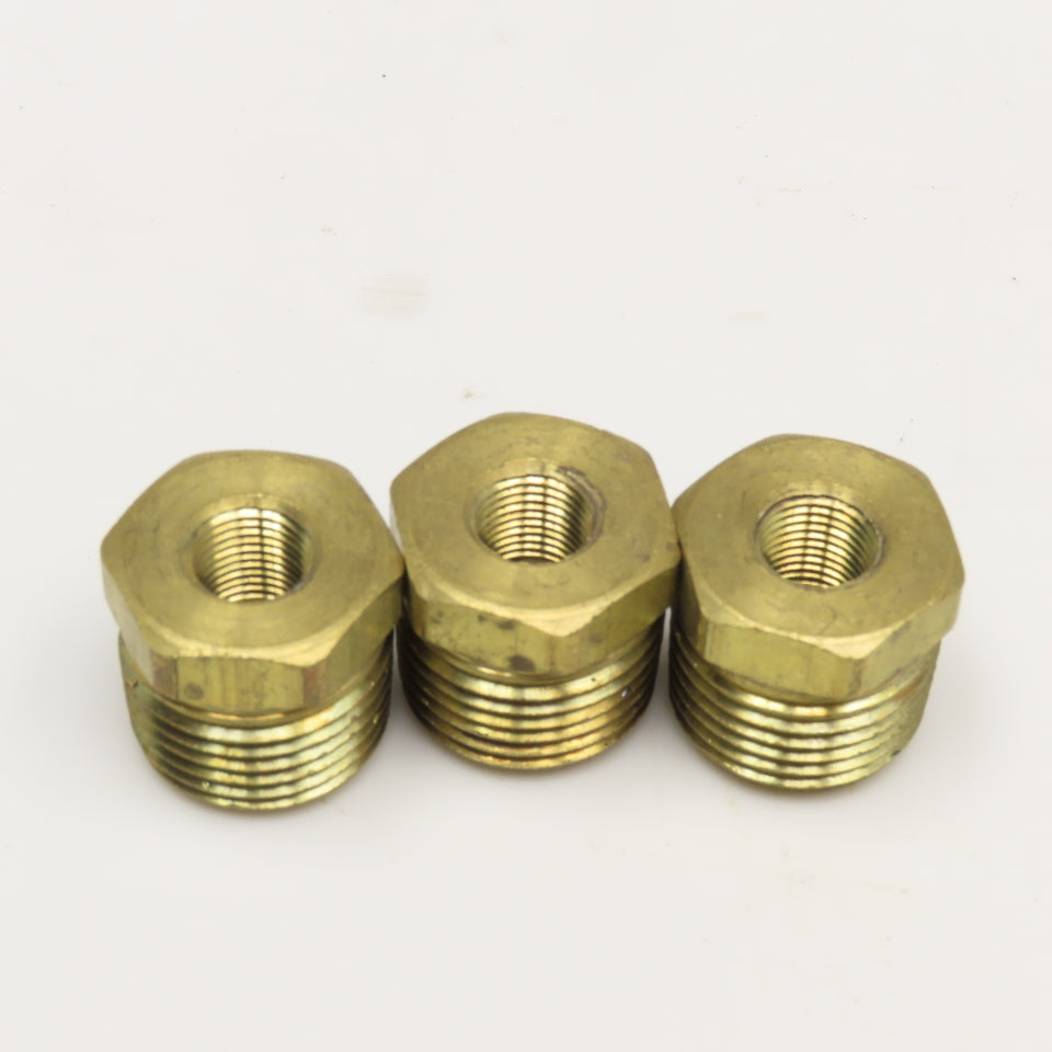 1/2" NPT x 1/8" NPT Brass Hex Bushing Lot of 3