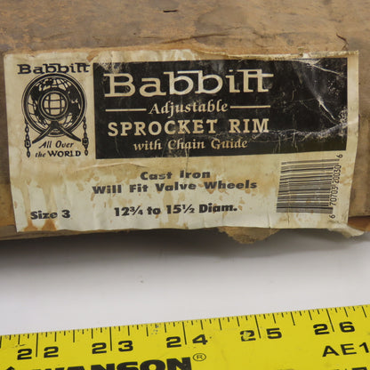 Babbitt Size 3 Adjustable Sprocket Rim With Chain Guide 12-3/4" to 15-1/2" Dia.