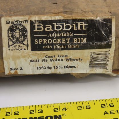 Babbitt Size 3 Adjustable Sprocket Rim With Chain Guide 12-3/4" to 15-1/2" Dia.