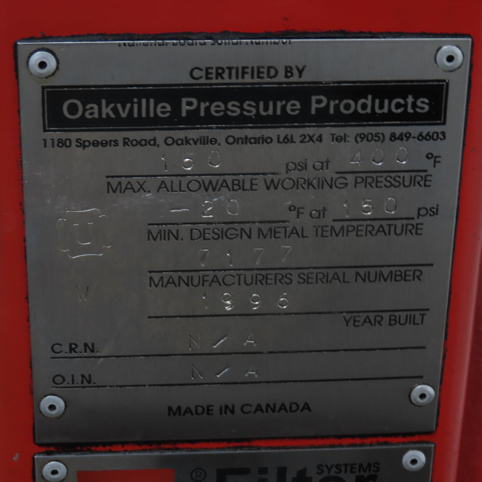 Oakville 6-Bag Liquid Bag Filter Treatment Vessel System 150PSI At 400°F