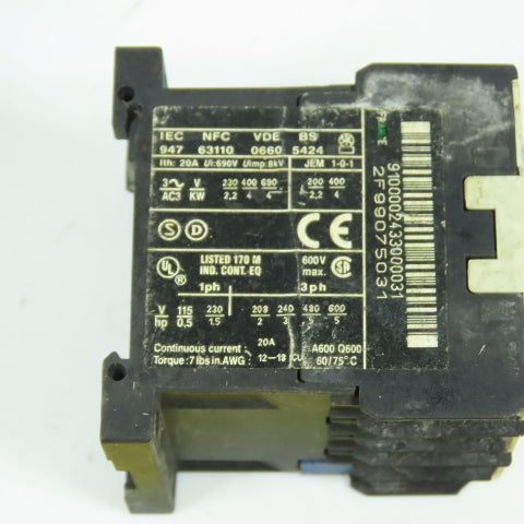 Telemecanique LP4K0910BW3 9A 5HP 600VAC 3-Pole Contactor 24VDC Coil Lot/7