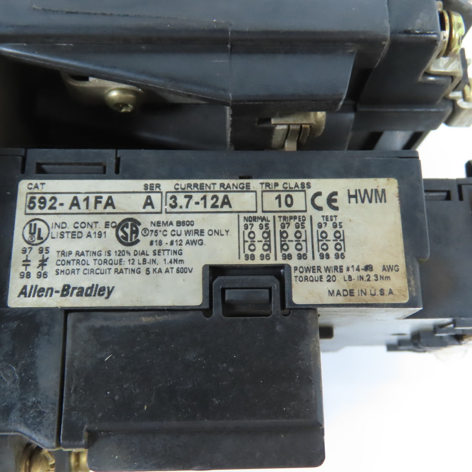 Allen Bradley 509-AO*SMP Size 0 Motor Starter 18A 120V Coil & Overload 592-A1FA