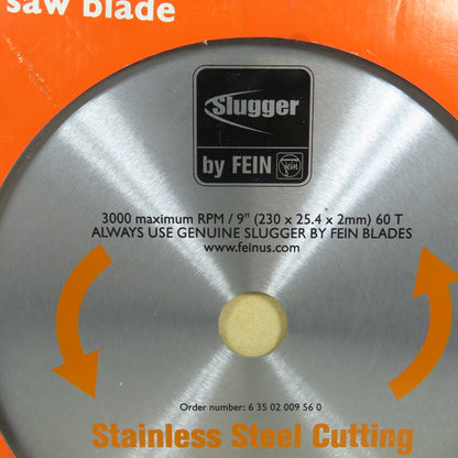 Fein Slugger 63502009560 9" Stainless Steel Cutting Saw Blade 60 Tooth 1" Arbor