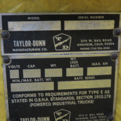 Taylor-Dunn 1248.B Electric 36V Utility Maintenance Flatbed Cart 2000Lb Capacity