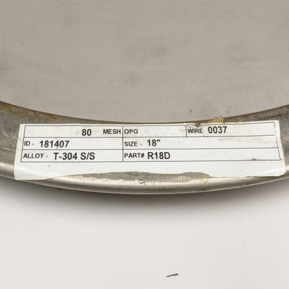 R18D 181407 18" Fine Mesh Shifting Screen Sieve 80 Mesh Stainless Steel