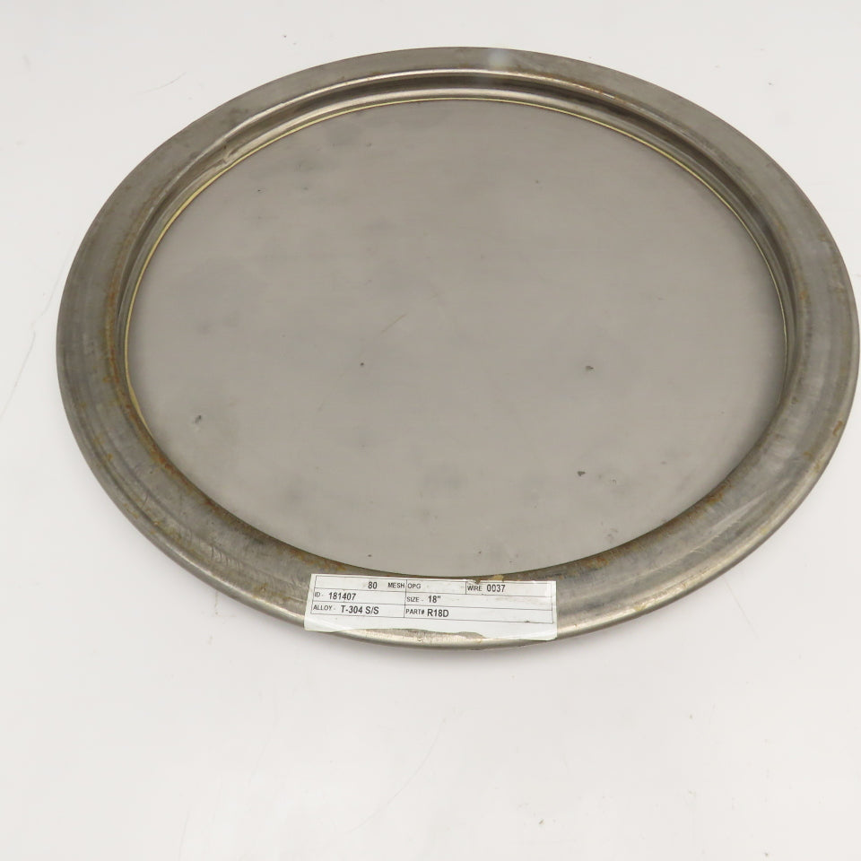 R18D 181407 18" Fine Mesh Shifting Screen Sieve 80 Mesh Stainless Steel