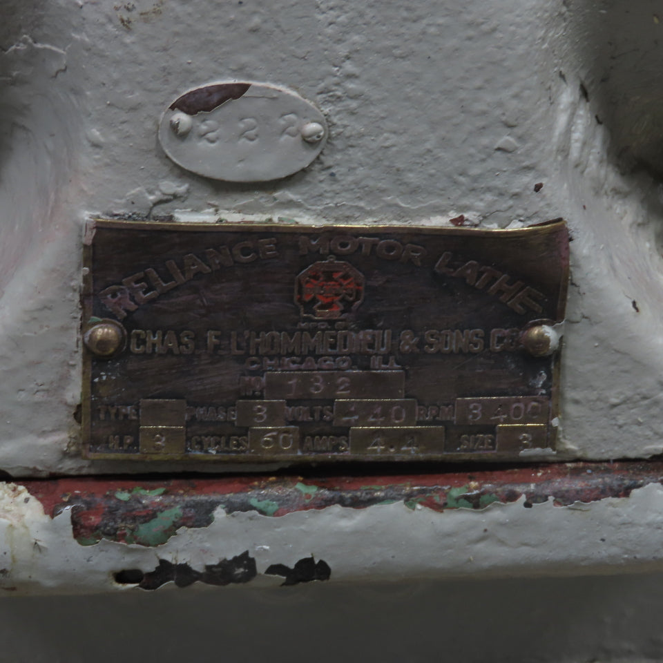 Chas. F L'Hommedieu & Sons No. 132 3HP 440V Pedestal Buffer 3400RPM 1.2" Arbor
