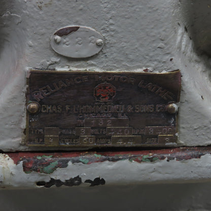 Chas. F L'Hommedieu & Sons No. 132 3HP 440V Pedestal Buffer 3400RPM 1.2" Arbor