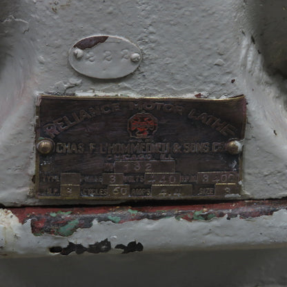 Chas. F L'Hommedieu & Sons No. 132 3HP 440V Pedestal Buffer 3400RPM 1.2" Arbor