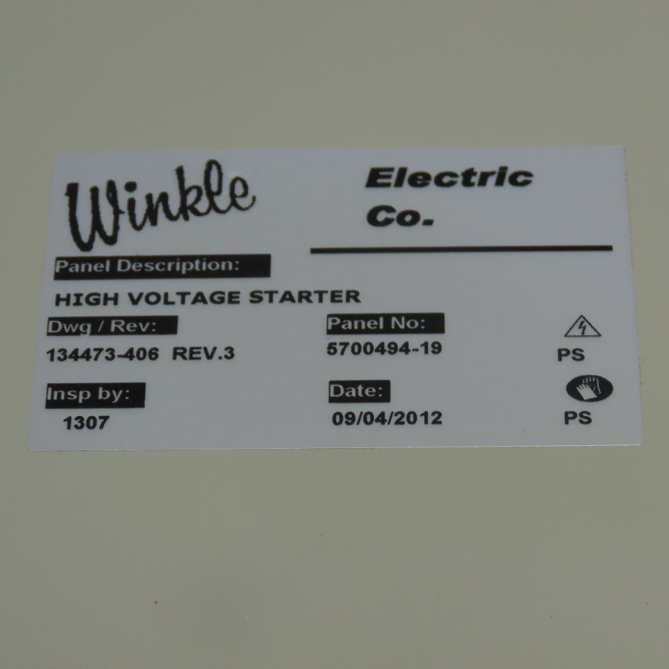 Winkle 134473-406 Rev 3 High Voltage Starter 600VAC 120V Coil 5700494-19