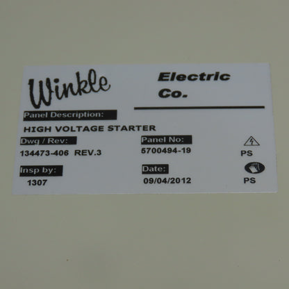 Winkle 134473-406 Rev 3 High Voltage Starter 600VAC 120V Coil 5700494-19