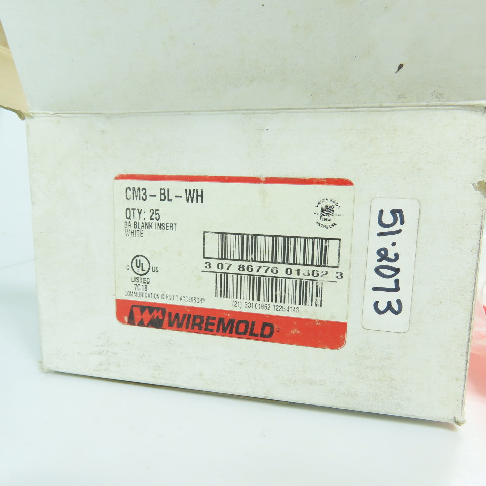 Wiremold CM3-BL-WH 3A Blank Insert (White) Lot Of 25
