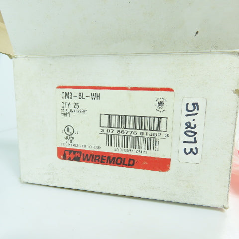 Wiremold CM3-BL-WH 3A Blank Insert (White) Lot Of 25