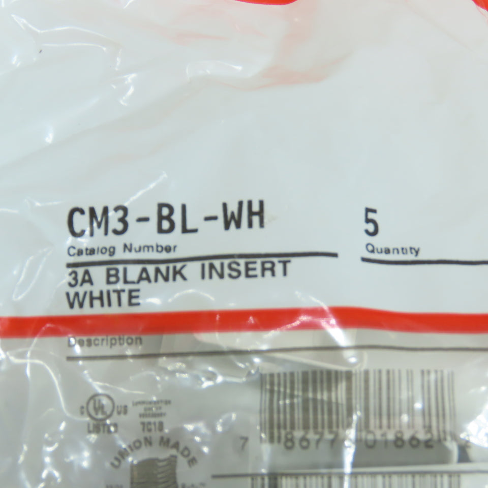 Wiremold CM3-BL-WH 3A Blank Insert (White) Lot Of 25