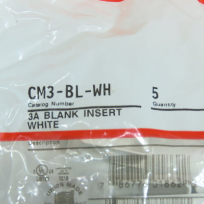 Wiremold CM3-BL-WH 3A Blank Insert (White) Lot Of 25
