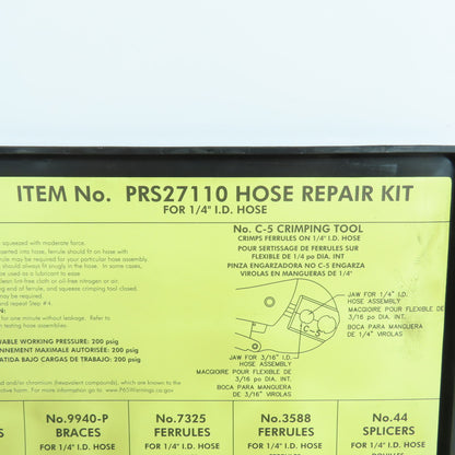 ProStar PRS27110 Gas Hose Repair Kit For 1/4" ID W/ Crimping Tool