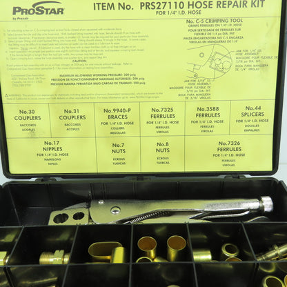 ProStar PRS27110 Gas Hose Repair Kit For 1/4" ID W/ Crimping Tool