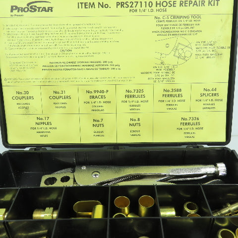 ProStar PRS27110 Gas Hose Repair Kit For 1/4" ID W/ Crimping Tool