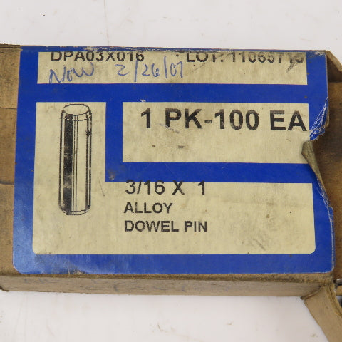The Socket Source DPA03X016 3/16" x 1" Alloy Dowel Pin Lot Of 98