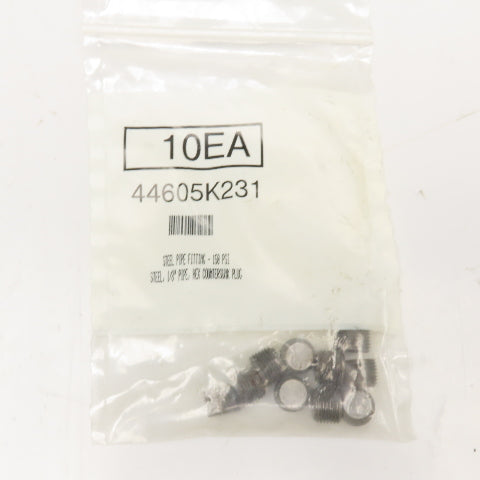 44605K231 1/8" NPT Countersunk Hex Pipe Plug Pack Of 10