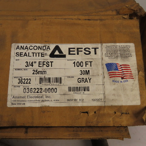 Anaconda Sealtite 3/4" x 75' Long EFST Grey Flexible Liquid-Tight Conduit