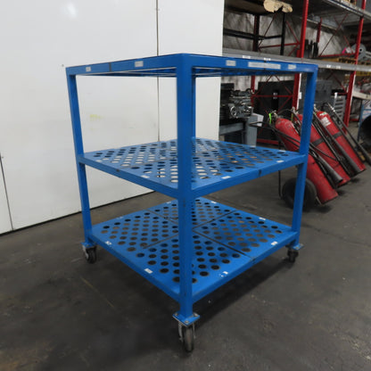 3-Shelf 480 Slot Cat 40 Tooling Steel Rolling Cart 48" x 48" x 60" H