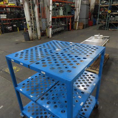 3-Shelf 480 Slot Cat 40 Tooling Steel Rolling Cart 48" x 48" x 60" H