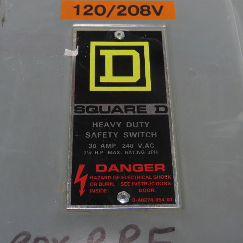 Square D H221N 30A Fusible Heavy Duty Safety Disconnect Switch 240VAC