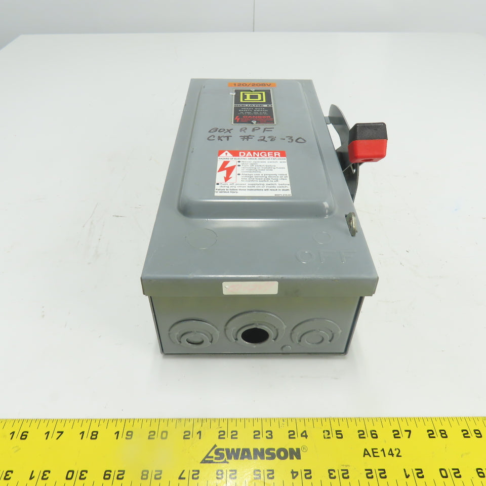 Square D H221N 30A Fusible Heavy Duty Safety Disconnect Switch 240VAC