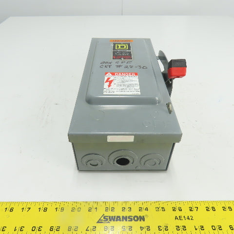 Square D H221N 30A Fusible Heavy Duty Safety Disconnect Switch 240VAC