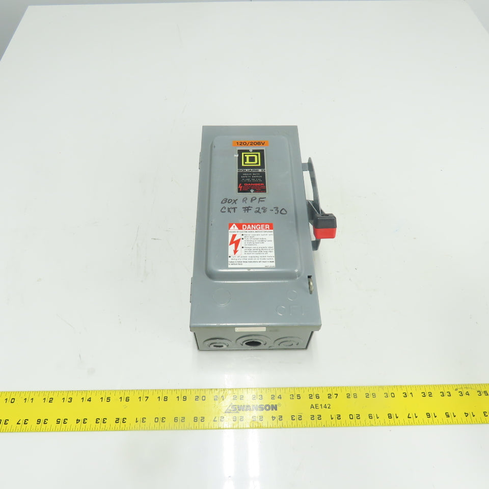 Square D H221N 30A Fusible Heavy Duty Safety Disconnect Switch 240VAC