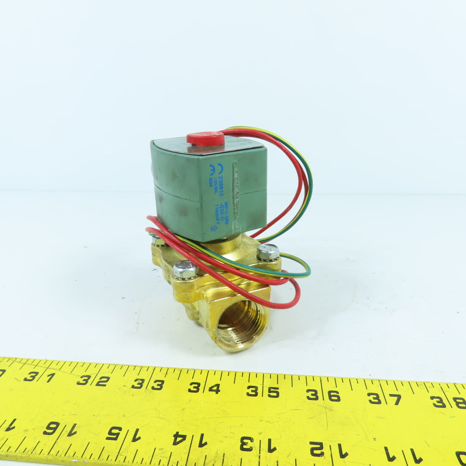 Asco 8030G003 Red Hat Air Water Gas Solenoid Brass Valve 3/4" NPT 2PSI 120V