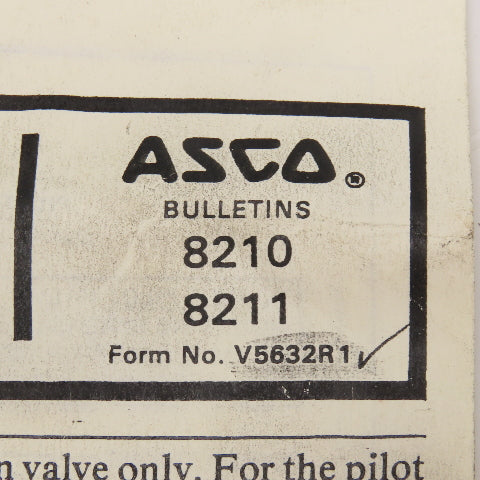 ASCO 8210 8211 Valve And Solenoid Rebuild Kit