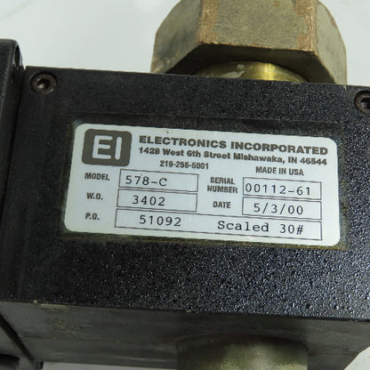Electronics Inc. 578-C MagnaValve Shot Peening Control Scaled 30# W/ Sight Glass