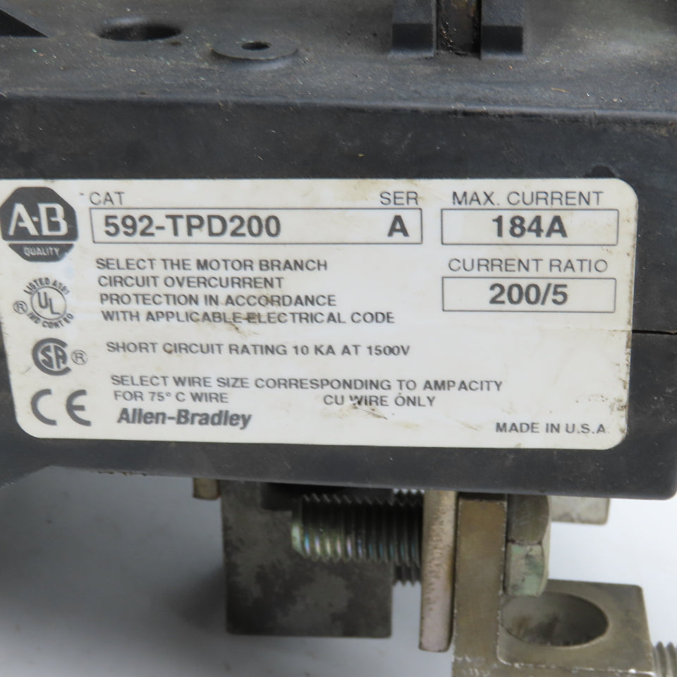 Allen Bradley 592-TPD200 184A Overload Relay