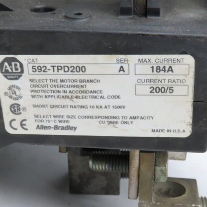 Allen Bradley 592-TPD200 184A Overload Relay