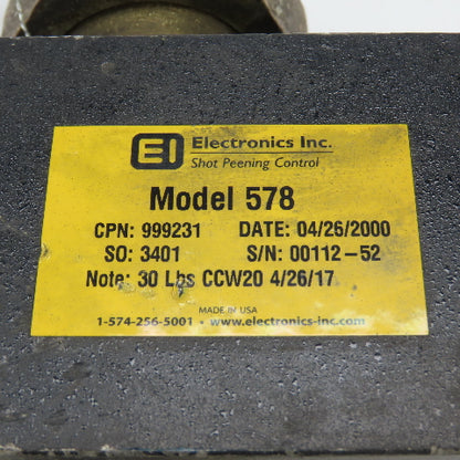 Electronics Inc. 578 MagnaValve Shot Peening Control Scaled 30# W/ Indicator
