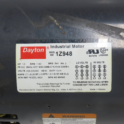 Boston Gear 19:1 Ratio 1/3HP Gear Motor 230/460V 3Ph