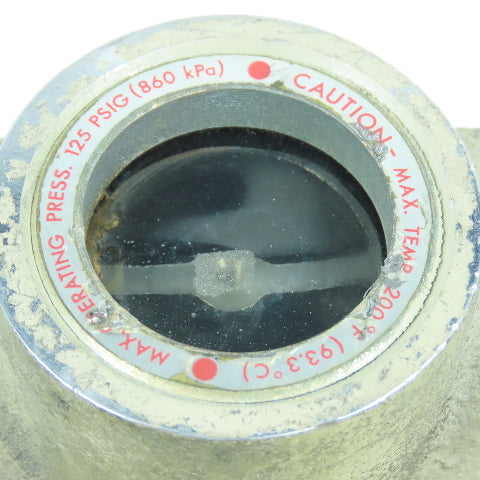 Midwest 350SS 1-1/4" NPT Stainless Sight Flow Indicator Glass 125 PSIG Max 200°F