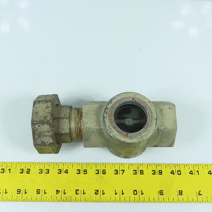 Midwest 350SS 1-1/4" NPT Stainless Sight Flow Indicator Glass 125 PSIG Max 200°F