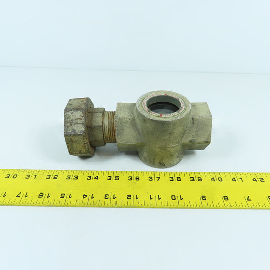 Midwest 350SS 1-1/4" NPT Stainless Sight Flow Indicator Glass 125 PSIG Max 200°F