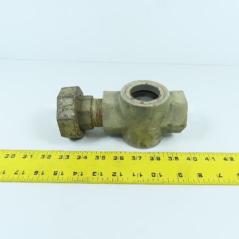 Midwest 350SS 1-1/4" NPT Stainless Sight Flow Indicator Glass 125 PSIG Max 200°F