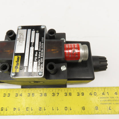 Parker D3W1CNYCF56 5/3 Position Closed Center Hydraulic Valve 110/120V Coil