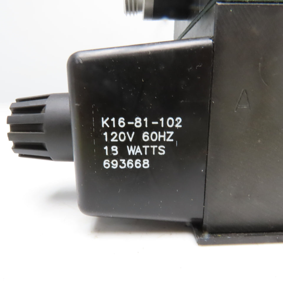Parker D3W1CNYCF56 5/3 Position Closed Center Hydraulic Valve 110/120V Coil