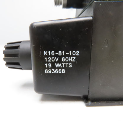 Parker D3W1CNYCF56 5/3 Position Closed Center Hydraulic Valve 110/120V Coil