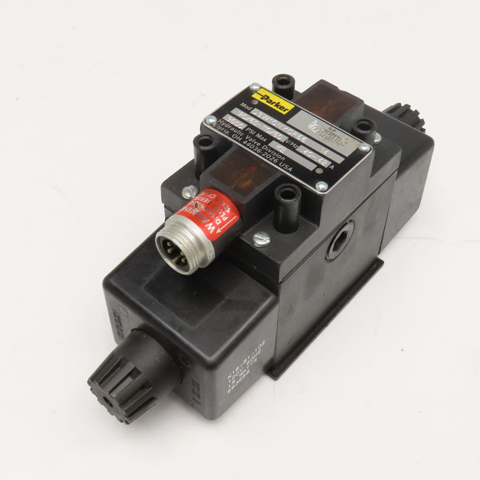 Parker D3W1CNYCF56 5/3 Position Closed Center Hydraulic Valve 110/120V Coil