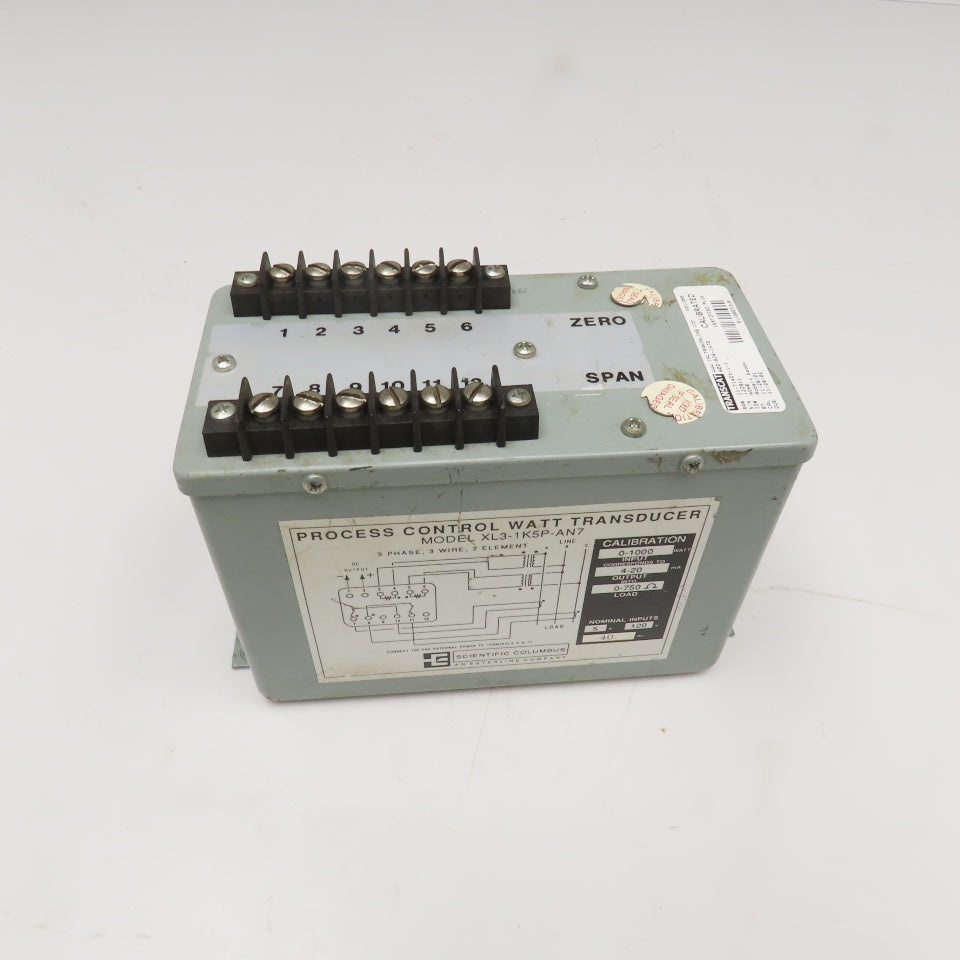 Scientific Columbus XL3-1K5P-AN7 Process Control Watt Transducer 0-1000W 120V