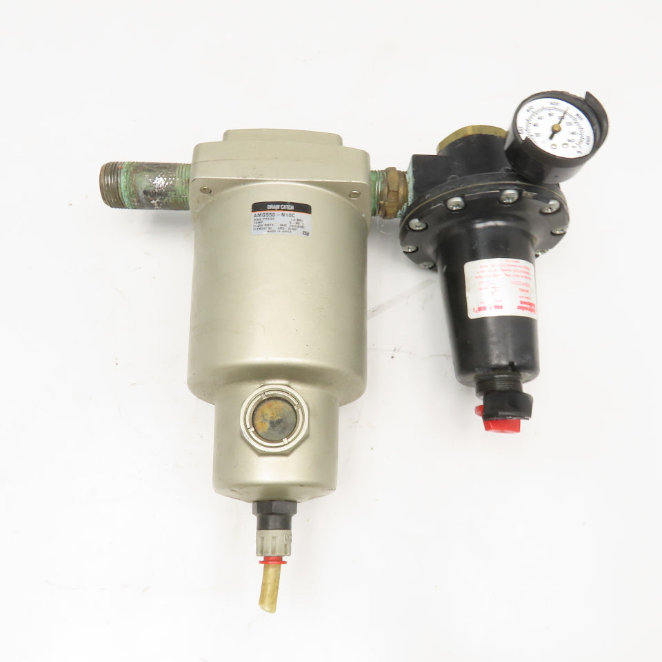 SMC AMG550-N10C 1" NPT Compressed Air Drain Catch W/ Pressure Regulator